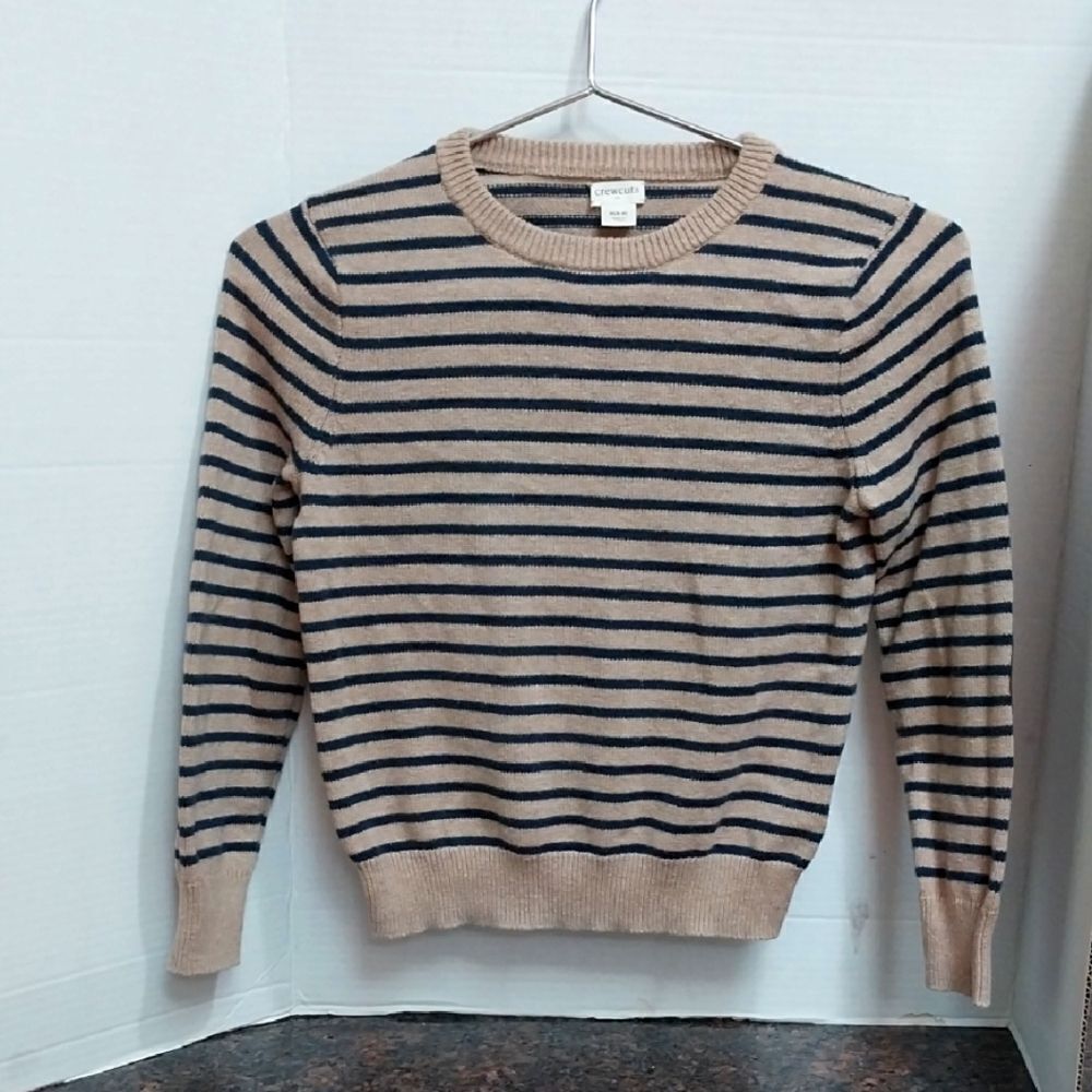 BOYS Crewcuts Tan and Black Striped Crewneck Sweater